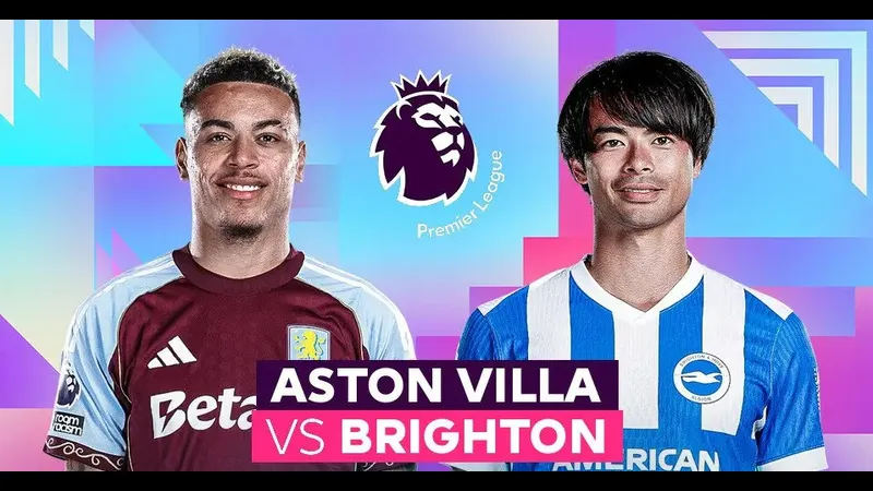 Cầu thủ Aston Villa và Brighton tranh chấp bóng trên sân